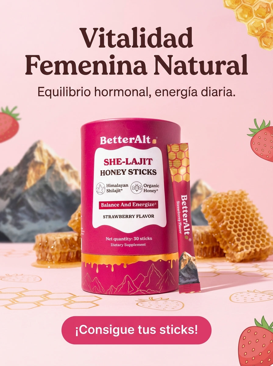 SHE-Lajit para Mujer – Honeysticks para Equilibrio Hormonal y Energía (30 sticks)