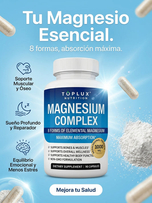 Magnesium Complex – Fórmula de Absorción Máxima para Huesos, Músculos y Sueño Reparador (60 Cápsulas)