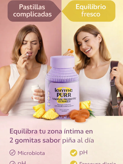 Lemme Purr - Gomitas Probióticas Vaginales para Mujeres (60 Cápsulas Veganas)