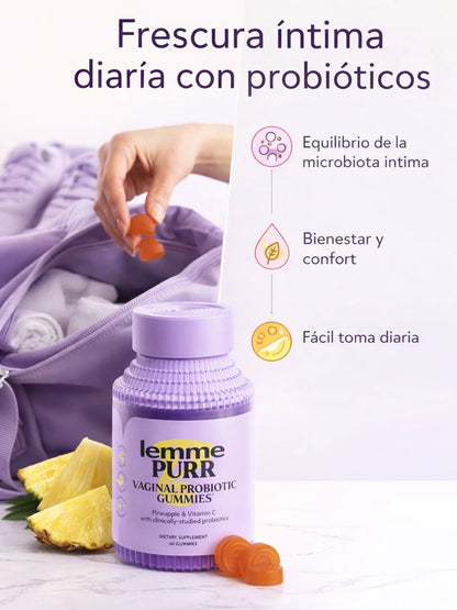 Lemme Purr - Gomitas Probióticas Vaginales para Mujeres (60 Cápsulas Veganas)