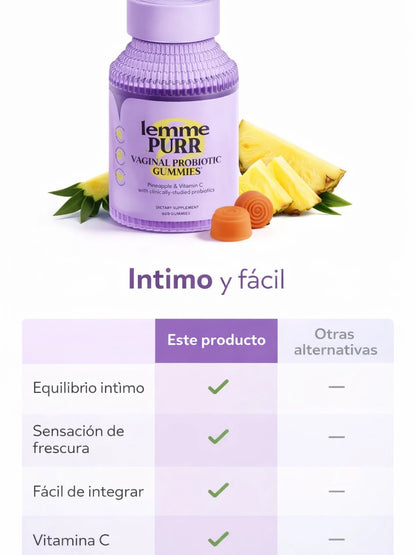 Lemme Purr - Gomitas Probióticas Vaginales para Mujeres (60 Cápsulas Veganas)