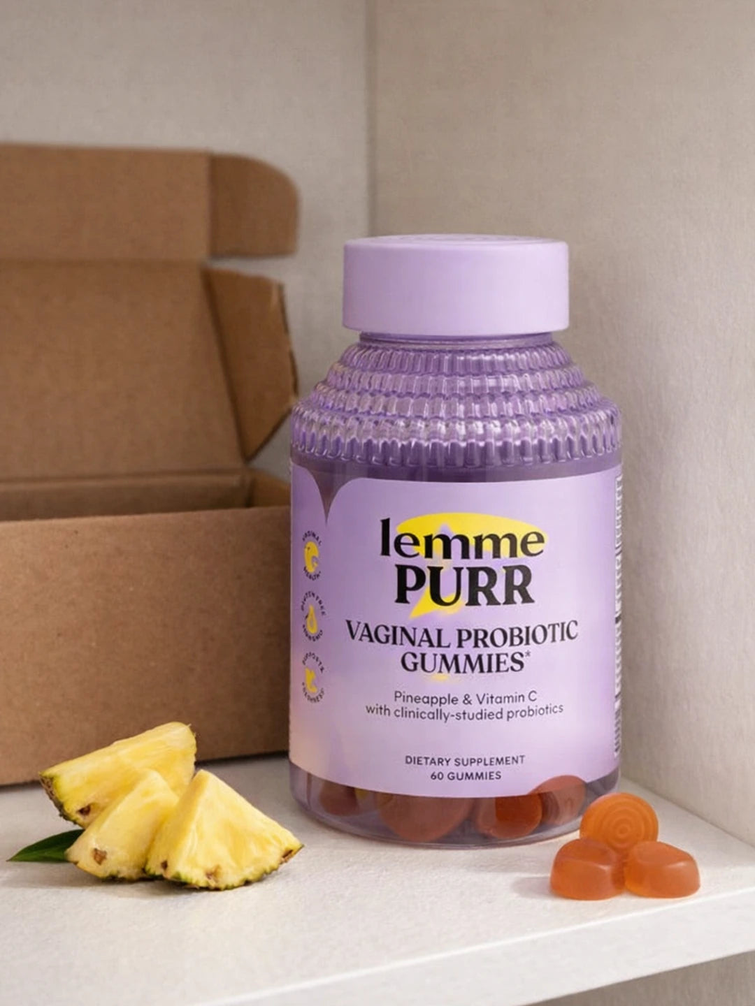 Lemme Purr - Gomitas Probióticas Vaginales para Mujeres (60 Cápsulas Veganas)