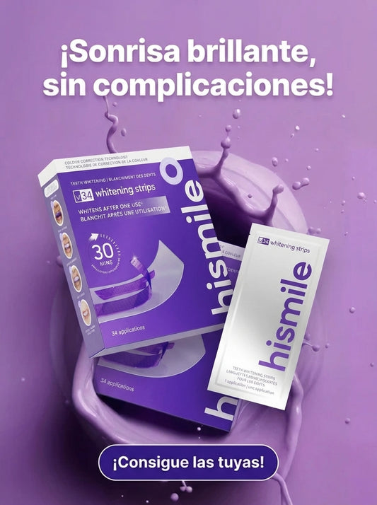Purple Whitening Strips – Tiras Blanqueadoras Dentales con Corrección de Color Púrpura y Fórmula PAP (14 Aplicaciones)
